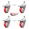 Service Caster 4 Inch Red Polyurethane Swivel 1/2 Inch Stem Caster Set with Total Lock Brake SCC-TSTTL20S414-PPUB-RED-121315-4 - alternate 4